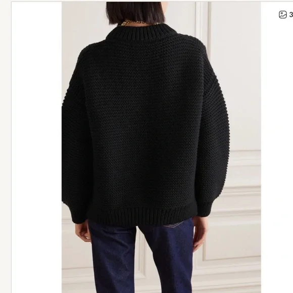 I Love Mr Mittens black wool cable sweater sz M L - Picture 3 of 7